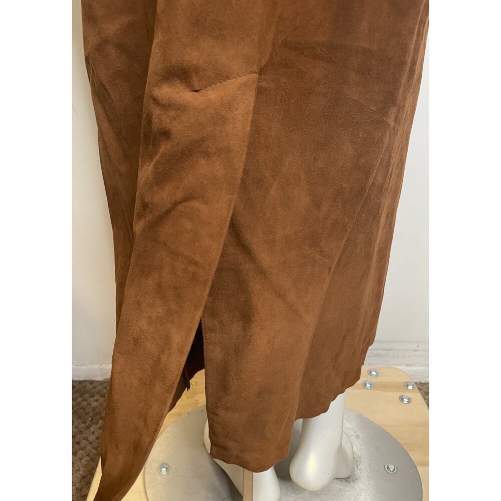 Vintage Polo Ralph Lauren Brown Suede Skirt Women's 8 Straight Pockets - Picture 2 of 12